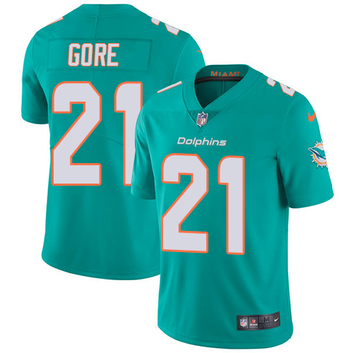 Nike Dolphins #21 Frank Gore Aqua Green Team Color Men's Stitched NFL Vapor Untouchable Limited Jersey - Click Image to Close